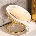 Dobbyby Leaf-Shaped Ceramic Soap Dish with Drain, Holder, Saver, Tray, Bar Soap Holder, Easy Cleaning, for Shower Bathroom Kitchen Sink Bathtub, Pro-Environment White