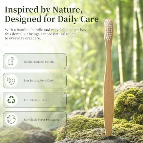 50 Pack Bamboo Toothbrushes with Toothpaste 6g Individually Wrapped