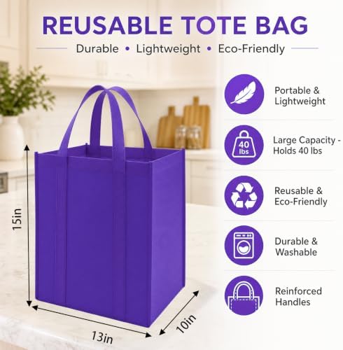 FF Sgdfc14 Pack Reusable Grocery Totes, Heavy Duty with Reinforced Handles, Foldable Large Capacity for Shopping (Multicolor)