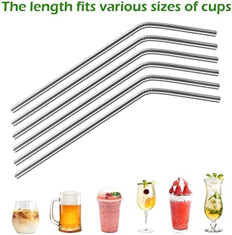 Besteek Home 6 Pcs Reusable Stainless Steel Metal Straws & Cleaning Brush