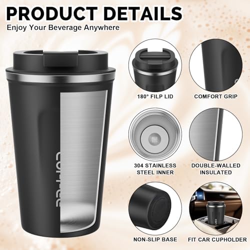 CS COSDDI 12 oz Coffee mug - Stainless Steel Coffee Cup with Leakproof Lid