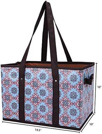 Foraineam Reusable Grocery Bags Set Durable Heavy Duty Tote Bag Collapsible Grocery Shopping Box Bag with Reinforced Bottom