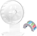 Hamster Wheel, Silent Running Exercise Wheel with Adjustable Stand for Hamster Guinea Pig Gerbil Hedgehog Small Animal Cage Accessories (Clear, 7.1inch/18cm)