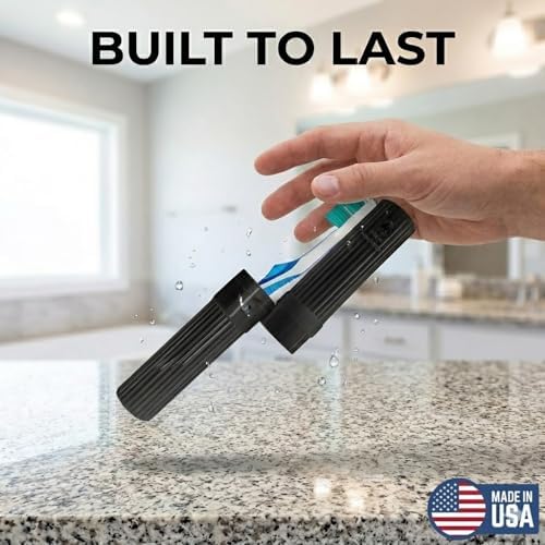 American Comb Toothbrush Holder - Black, Made in USA, with Ventilation Holes, for Toothbrush Covers, Toothbrush Holder, Toothbrush Soft, Durable Design, Hygienic Bathroom Accessory