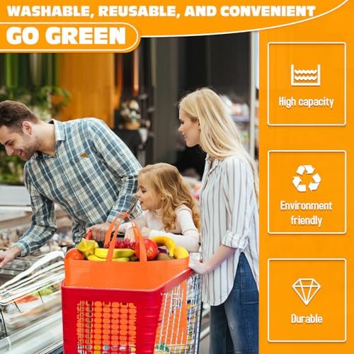 Windyun Reusable Grocery Bags Large Non Woven Shopping Bags with Handles Foldable Portable Tote, 16x6x12 Inch