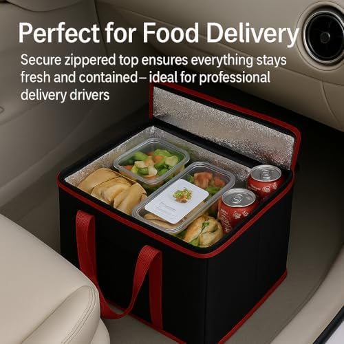 musbus 2Pk Trunk Organizer for Car Insulated Reusable Grocery Bags, Collapsible Cooler Bag for Groceries, Heavy Duty Large Insulated Bag (Large, Charcoal Black)