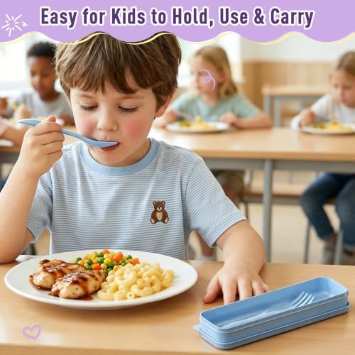 Quatish 12 Sets Travel Utensils Set with Case,Camping Utensils Multicolor