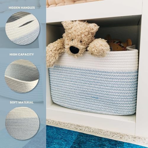 OrganiHaus Cotton Rope Baskets for Shelves, Set of 3, 15x9x10