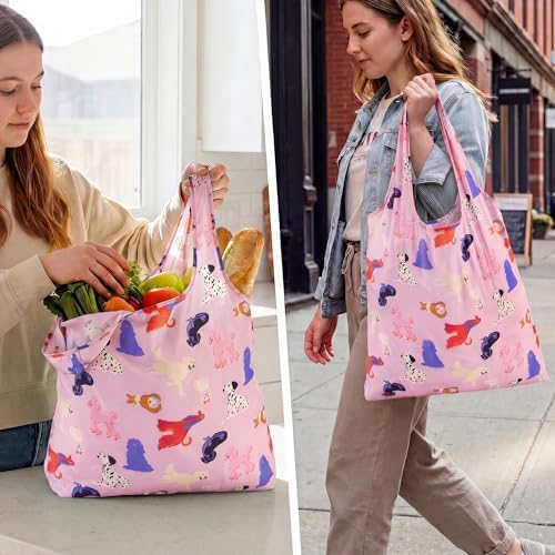 Stelle Lightweight Reusable Grocery Bag with Handles Ripstop Nylon Foldable Tote Shopping Bags for Travel and Groceries