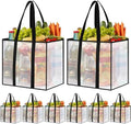 Reusable Grocery Bags, Clear Shopping Bags, 8 Pack, 42L
