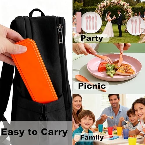 Wheat Straw Portable Cutlery Set 6pk Knife Fork Spoon with Storage Case