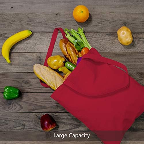 TOPDesign 12-Pack Economical 16"x15" Red Cotton Tote Bag, Lightweight Medium Reusable Grocery Shopping Cloth Bags, Suitable for DIY, Advertising, Promotion, Gift, Activity