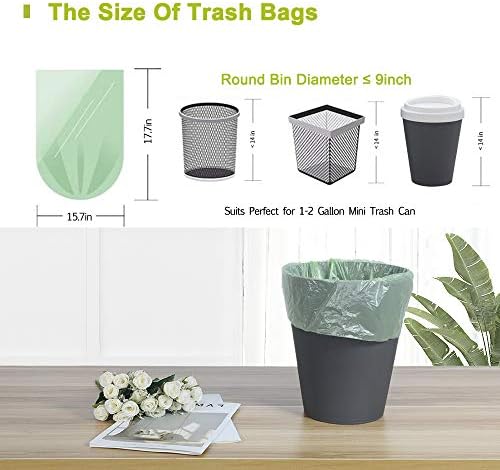 Jaoul Trash Bags 1.2 Gallon, Small Garbage Bags, Strong & Unscented Mini Trash Bags for Kitchen, Bathroom, Office, Restroom, Car, Green, 80 Counts