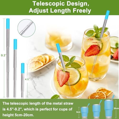 Kynup Collapsible Reusable Metal Straws, Travel Straws with Storage Cases