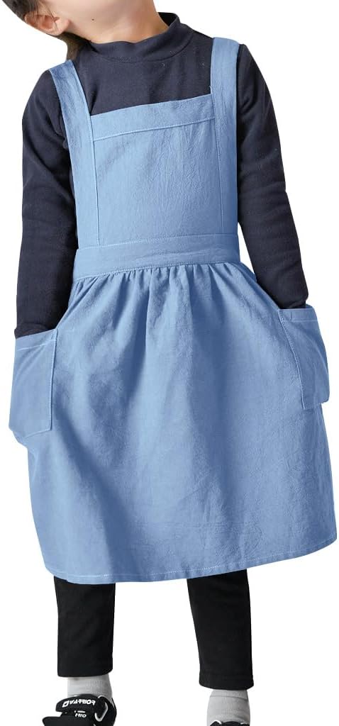 ODIZLI Frill Apron for Women Cotton Cross Back Vintage Ruffle Apron for Garden Cooking Aprons