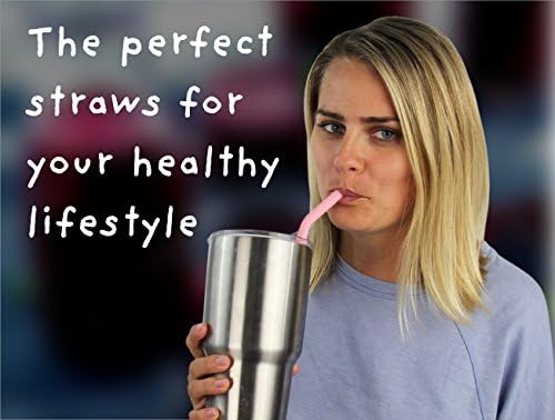 Reusable Silicone Drinking Straws - Big Size with Curved Bend for Tumblers Made from BPA Free No-Rubber Silicon - Flexible, Collapsible, Chewy, Bendy, Safe for Kids/Toddlers