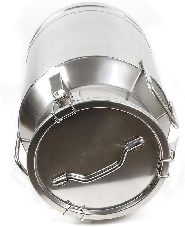 DONSU Stainless Steel Milk Transport Cans Stainless Steel Milk Can Vintage Silicone Bucket Wine Pail Liquid Storage (40L)