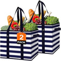 Reusable Grocery Bags 2 Pack, Foldable & Water Resistant Shopping Bags