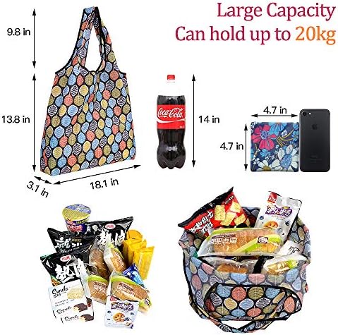 Reusable Grocery Shopping Bags 6|10 Pack, Foldable Tote Bags, Machine Washable Nylon Shopping Totes for Groceries