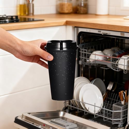 16oz Reusable Plastic Coffee Cups with Lids, 13 Pack