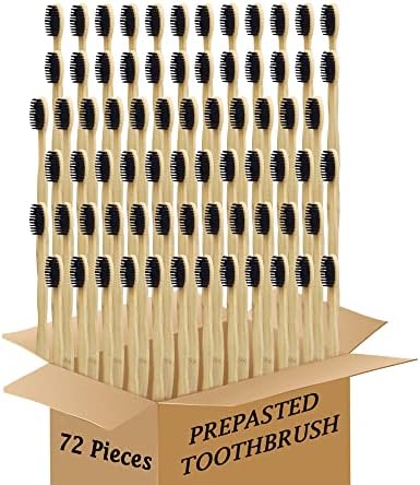 Bamboo Toothbrush Prepasted Disposable Toothbrsuh Soft Bristles Prepasted Toothbrush,Disposable Toothbrsuh (72 Pieces)
