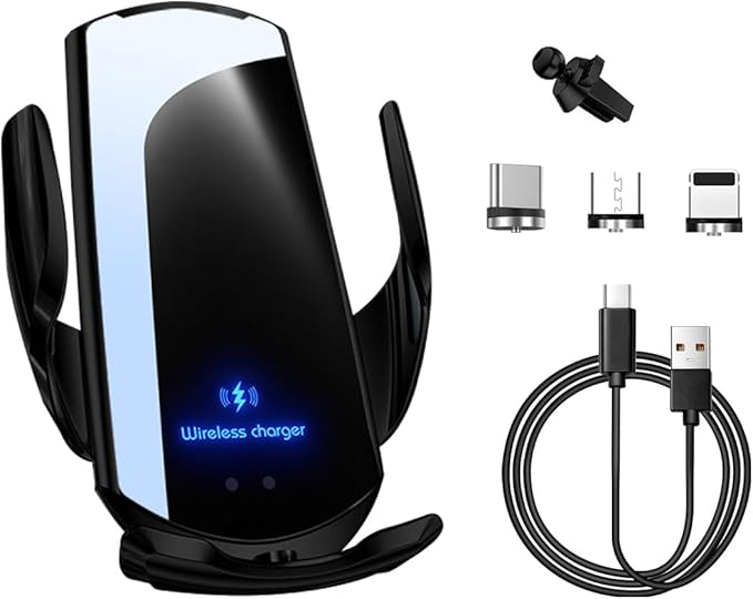Wireless Car Charger Mount, 15W Automotive Electric Wireless Charger Holder, Car Air Vent Mount Bracket Fast Charging for Most Smartphone, Universal Car Accessories (Black)