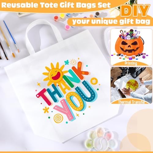 Windyun Reusable Grocery Bags Large Non Woven Shopping Bags with Handles Foldable Portable Tote, 16x6x12 Inch