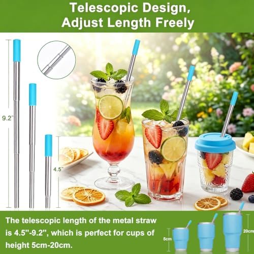 Kynup Reusable Collapsible Metal Straws, Cruise Ship Essentials (3Packs)