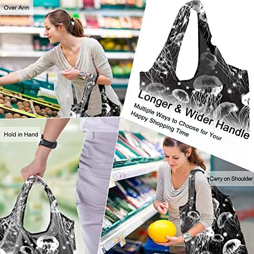 BeeGreen Turtle Reusable Grocery Bags Frog Elephant Flamingo Jellyfish Shopping Bags Bulk 50LBS X-Large Heavy Duty 6 Pieces