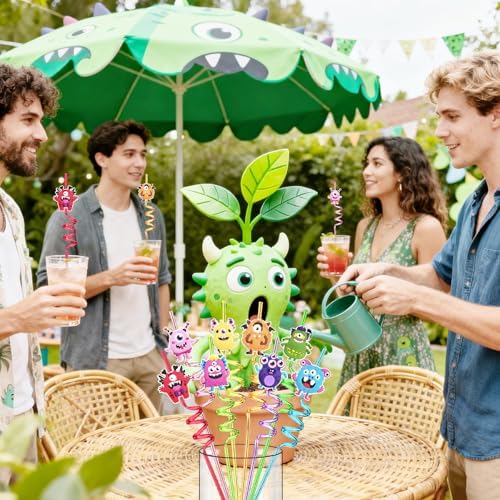 24 Reusable Monster Silly Crazy Straws for Kids School Birthday Party Favor
