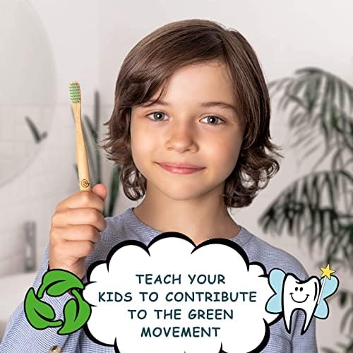 GREENZLA 6 Pack Kids Bamboo Toothbrush | Soft Charcoal Bristles