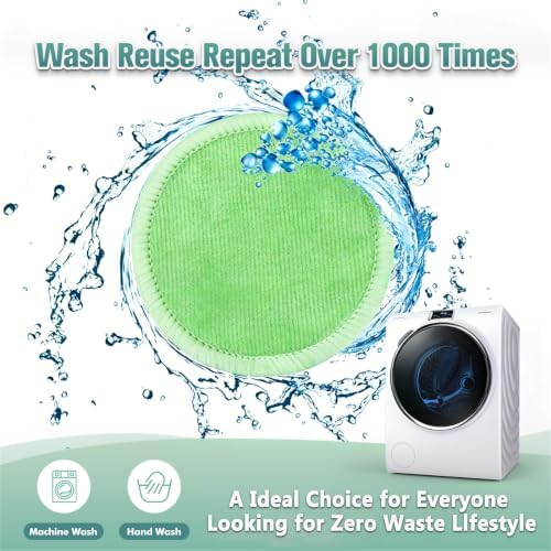 wegreeco 40 Pack Reusable Makeup Remover Pads, Washable Reusable Cotton Rounds Pads for Face, Makeup Remover Cloths for All Skin - (Grass-Green)