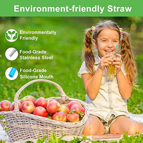 Kynup Reusable Metal Travel Straws with Case & Cleaning Brushes (4Pack)