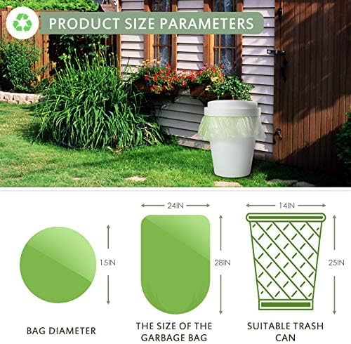 Jaoul Trash Bags 8 Gallon, Medium Garbage Bags, 0.67 Mil Extra Strong Trash Bags for 30 Liter Trash Can, Suitable for Kitchen, Bathroom, Office, Restroom, Car, Green, 90 Counts
