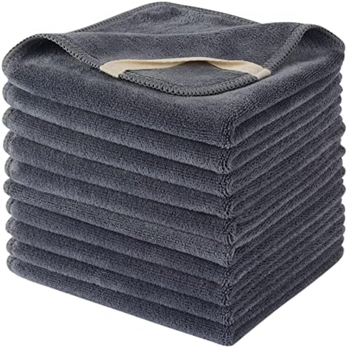 Microfiber Facial Cloths Fast Drying Washcloth 12inch x 12inch Grey 10 pack