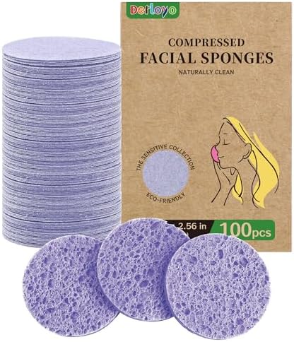 100-Count Compressed Facial Sponges, Purple Round