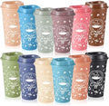 12 Sets Reusable Coffee Cups with Lids, 16oz, Morandi