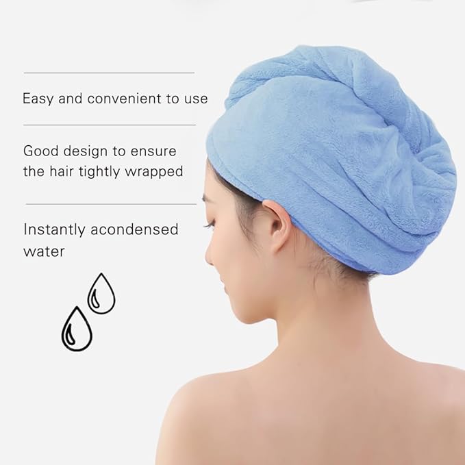 AGKXHDEC 2 Packs Single Layer Microfiber Hair Turbans - Drying Wrap for Women (Blue,Light Green)