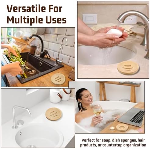 Ymapinc 2PCS Bamboo Soap Holder for Bathroom