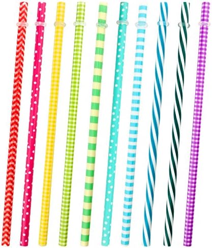 JANYUN 30Pcs Colorful Reusable Plastic Straws with Cleaning Brush