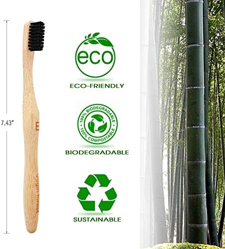 Virgin Forest Bamboo Toothbrushes 6pk, Charcoal Medium Soft BPA Free