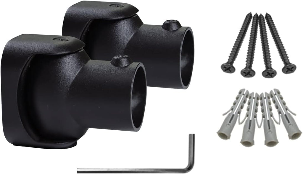 Naiture Shower Curtain Rod Single Swivel Flange or Bracket, Black | Solid Zinc Alloy, Fits 1" OD Shower Rods, Ideal for Sloped Ceilings & Corner Showers, Rustproof, Permanent Installation
