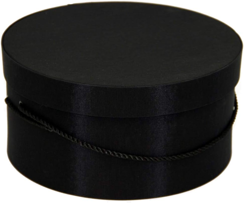 Sarah's Hat Boxes Classic Black Hat Box – 8.75" x 4.5" (Dia. x Ht.) Handmade in USA – Odorless Non-Toxic Adhesive, Cording Handle – Premium Storage for Hats & Accessories