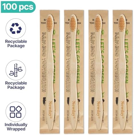 100 Pack Bamboo Toothbrushes Bulk, Individually Wrapped, BPA Free Soft Bristles Toothbrush for Adults, ECO Friendly Toothbrushes for Home Hotel Trips Travel Disposable Toothbrsuh (Primals Toothbrush)