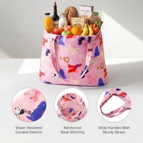 Stelle Lightweight Reusable Grocery Bag with Handles Ripstop Nylon Foldable Tote Shopping Bags for Travel and Groceries