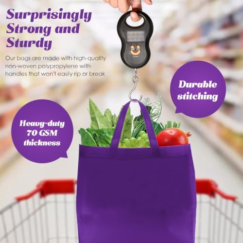Reginary 100 PCS Non Woven Tote Bags Bulk,Black & Purple