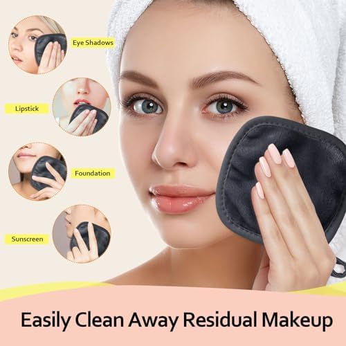 HOMEXCEL Makeup Remover Cloth 12 Pack Reusable Makeup Remover Pads Washable