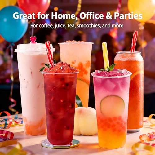 25 Pack 9 Inch Clear Reusable Plastic Straws with Cleaning Brush, BPA-Free Dishwasher Safe Tumbler Straws for 16 oz & 20 oz Cups, YETI, Mason Jars, Iced Coffee and Travel Cups