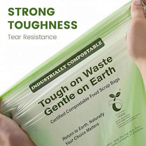 1.6 Gallon Compostable Food Scrap Bags with Handles, 55 Count
