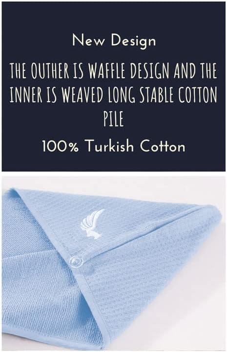 SELARUS 100% Turkish Cotton Hair Towel Wrap for Women,Non Microfiber,400-GSM(Grams per Square Metre),AntiFrizz,Hair Plop Waffle Towels for Curly,Long&Thick Hairs,Turban Head Wrap,1Pack10x26inc